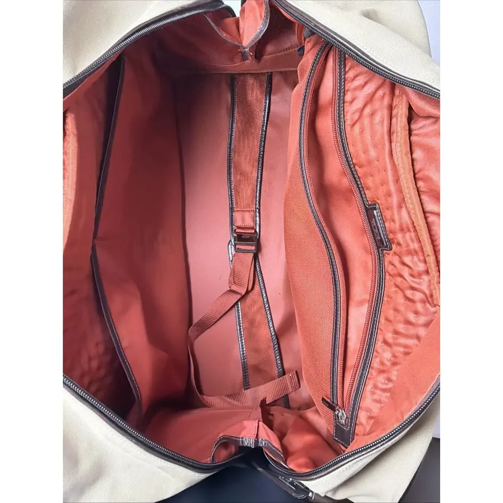 RARE Tumi Beige Brown Red LXT Duffle Underseat Cabin Bag Microfiber FXT 23152SW